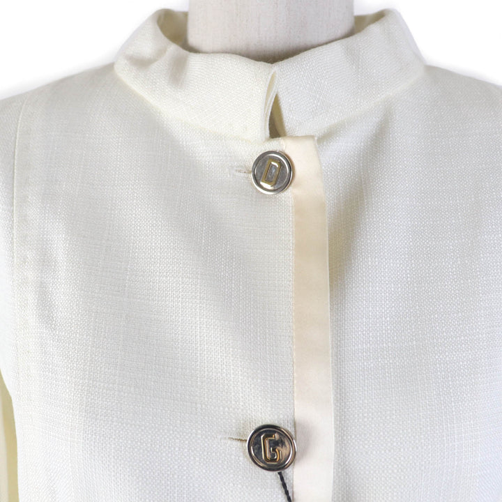 Pristine DOLCE&GABBANA Jacket Logo button and sleeve stones Ivory Rayon Women 40