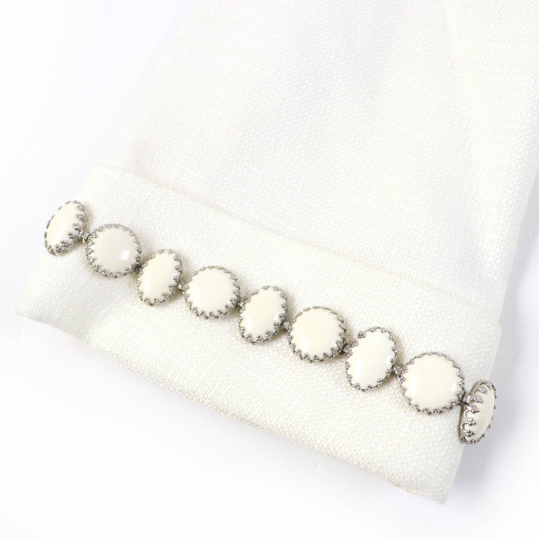 Pristine DOLCE&GABBANA Jacket Logo button and sleeve stones Ivory Rayon Women 40