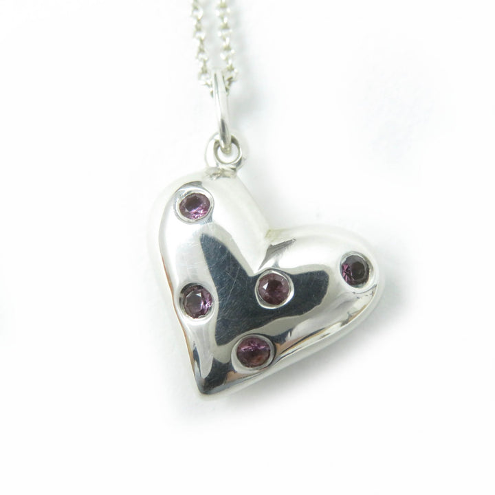 Great TIFFANY&Co. Necklace Dots Heart Rare Old TIFFANY & Co. Silver pink SV925