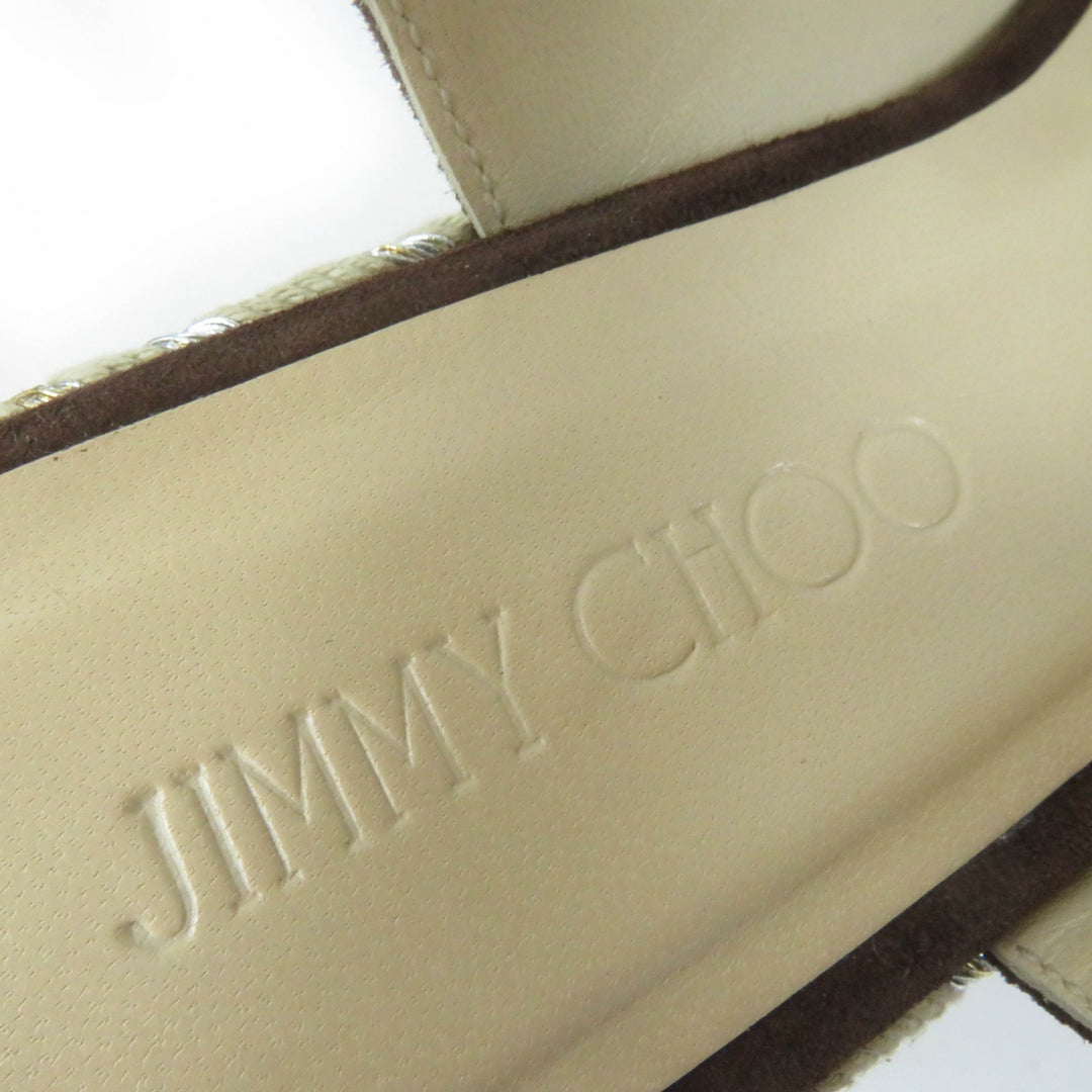 Excellent JIMMY CHOO Sandals PRAISE Open toe back strap wedge sole Brown Suede leather Women 38.5