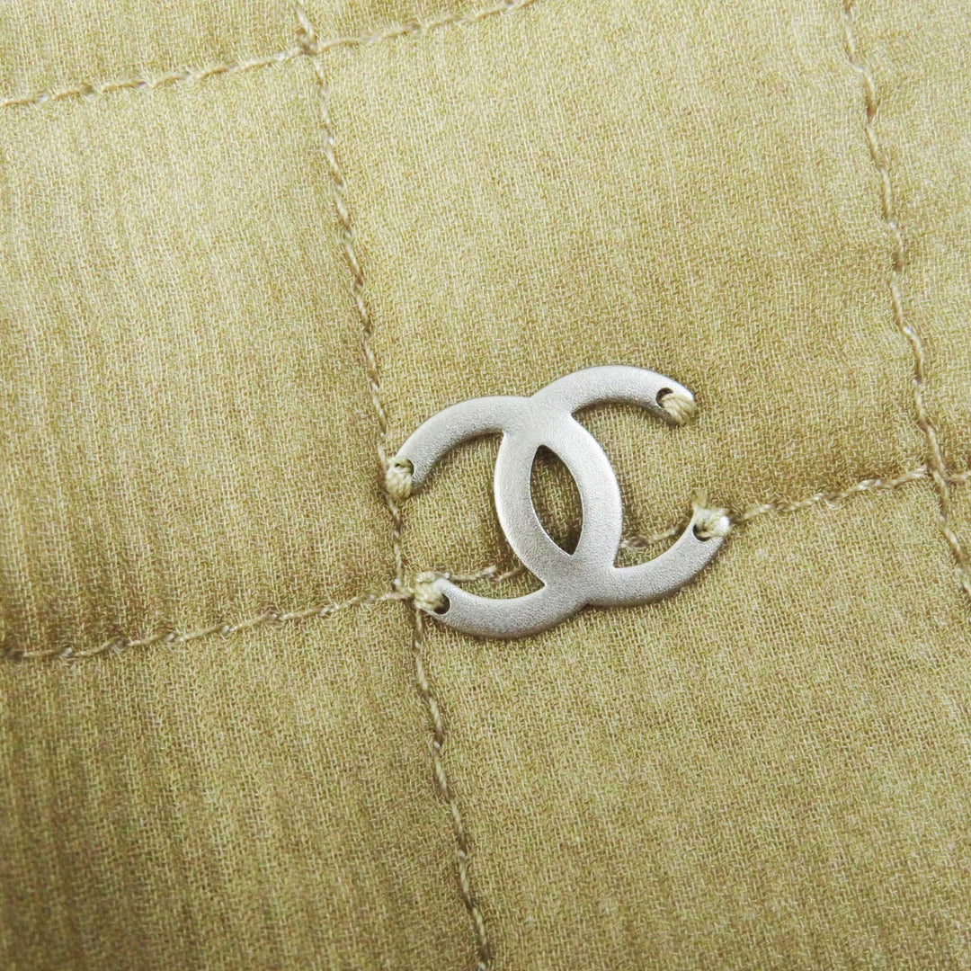 Excellent CHANEL one piece COCO Mark Khaki beige silk Women 36 00S P15722