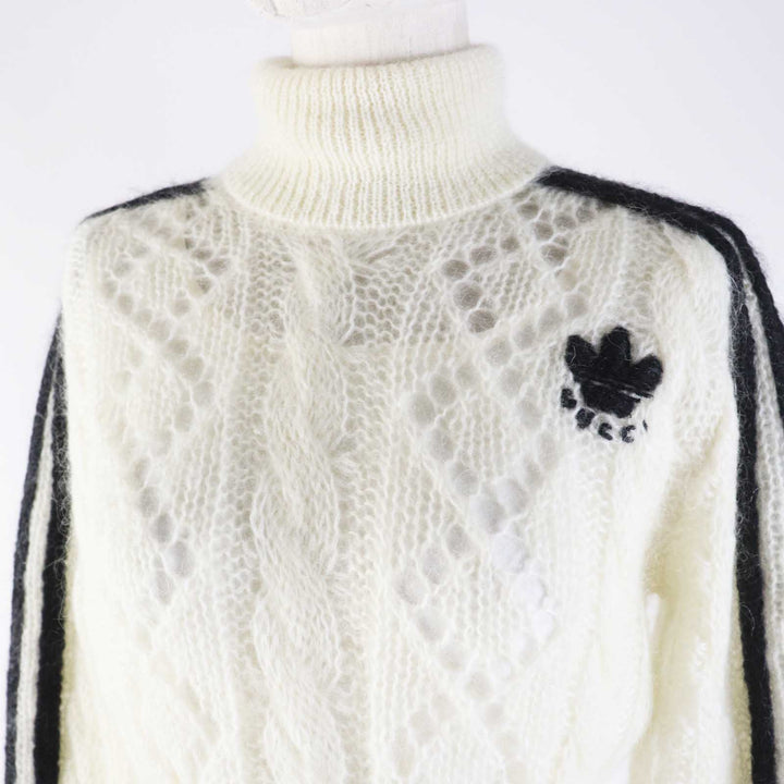 Pristine GUCCI×adidas knit Trefoil Turtleneck Long Sleeves white Women XS 713023