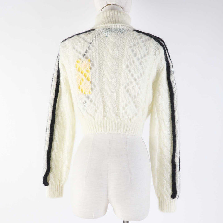 Pristine GUCCI×adidas knit Trefoil Turtleneck Long Sleeves white Women XS 713023