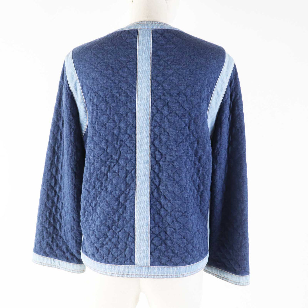 Excellent CHANEL collarless jacket COCO Mark button, Navy 34 20P P63016
