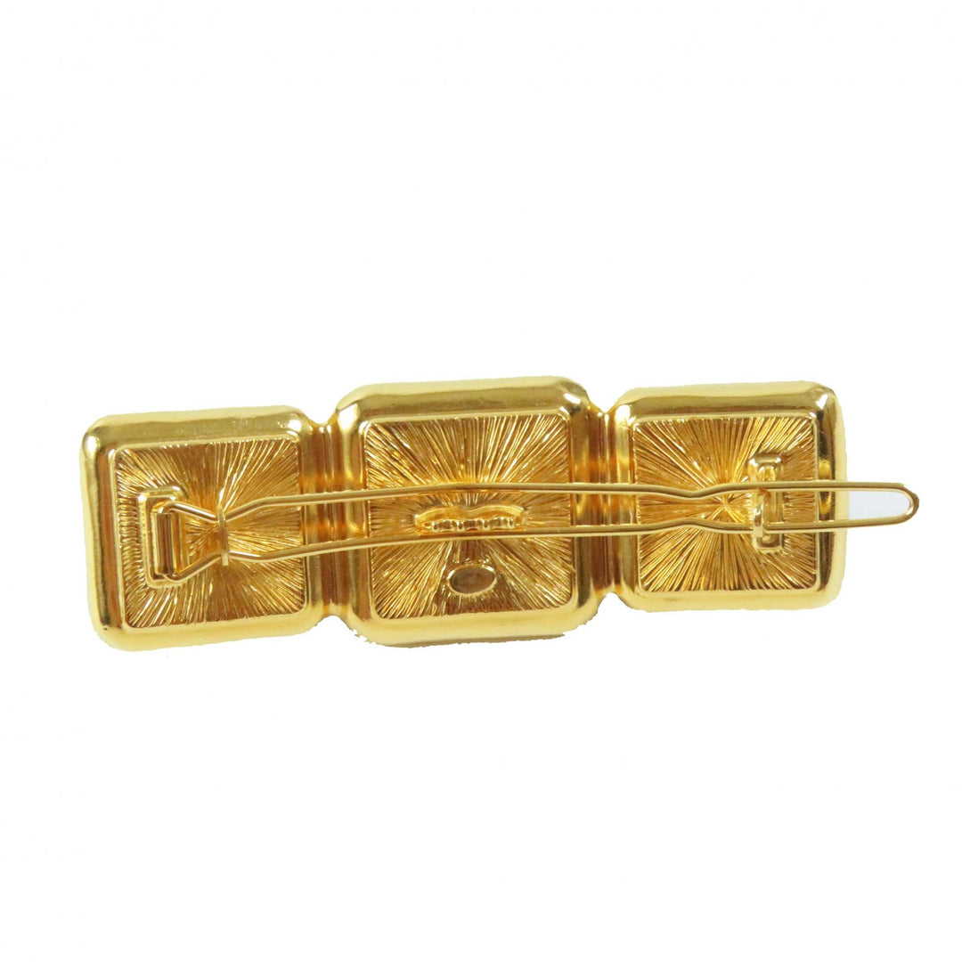 Excellent CHANEL Valletta COCO Mark Hair Accessories Black gold Women B20K