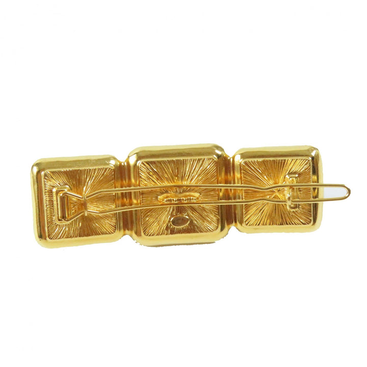 Excellent CHANEL Valletta COCO Mark Hair Accessories Black gold Women B20K