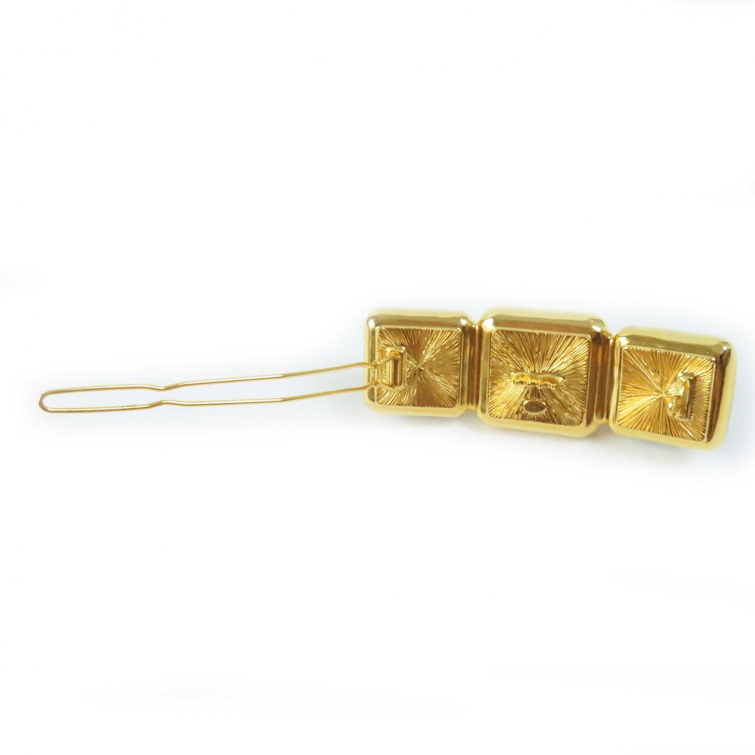 Excellent CHANEL Valletta COCO Mark Hair Accessories Black gold Women B20K