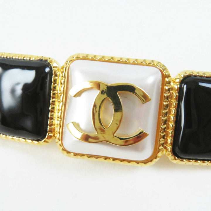 Excellent CHANEL Valletta COCO Mark Hair Accessories Black gold Women B20K
