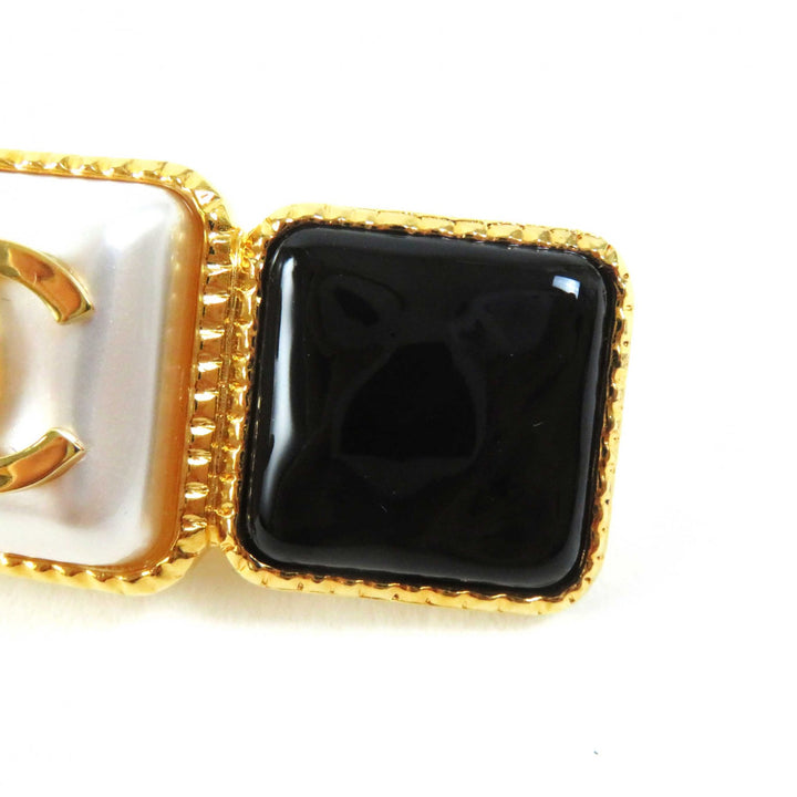 Excellent CHANEL Valletta COCO Mark Hair Accessories Black gold Women B20K