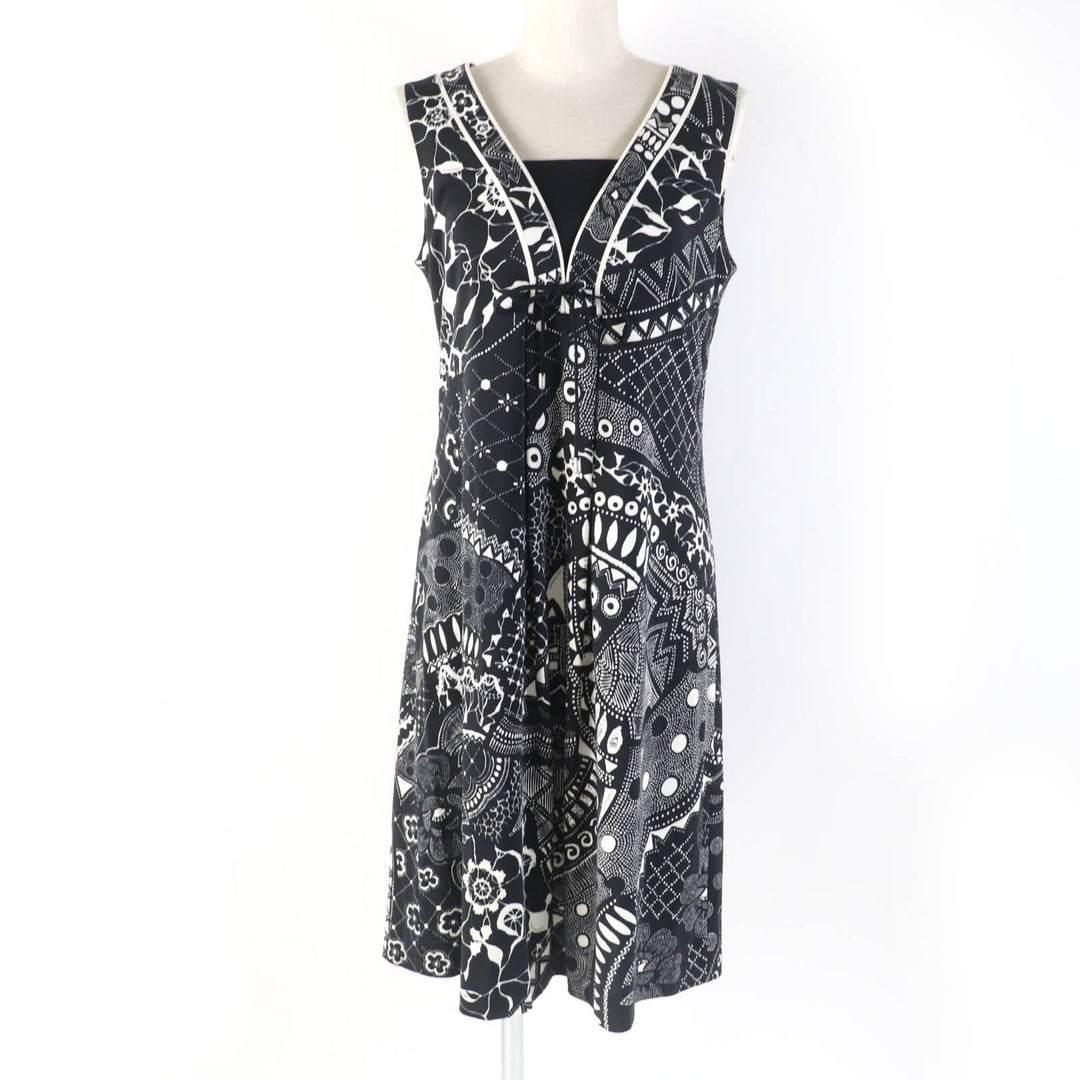 Excellent LEONARD FASHION one piece Total pattern sleeveless black cotton Women 40 0330802