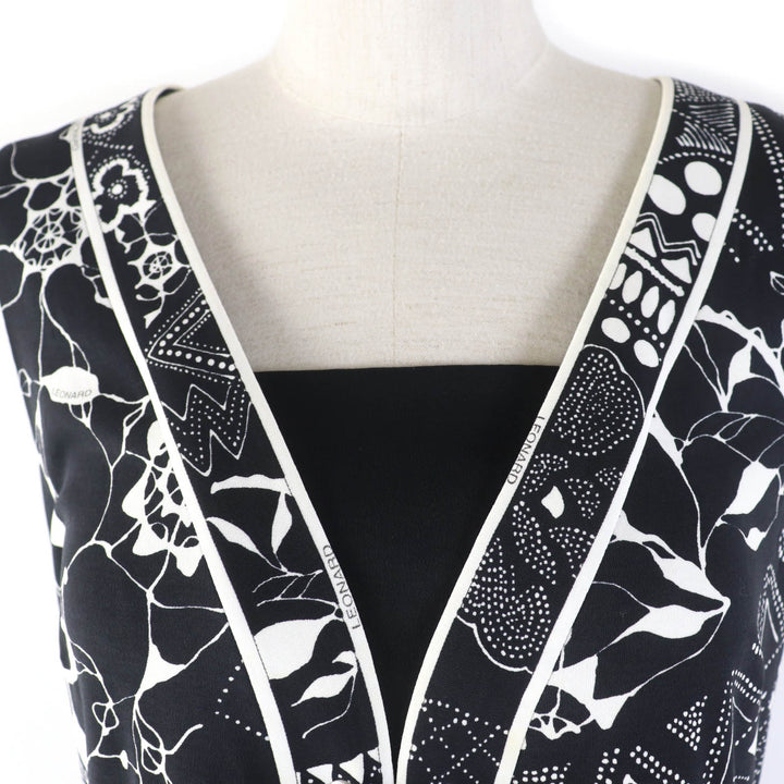 Excellent LEONARD FASHION one piece Total pattern sleeveless black cotton Women 40 0330802