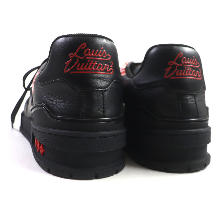 Great LOUIS VUITTON×NIGO sneakers Comes with a rubber charm Black red leather mens 6