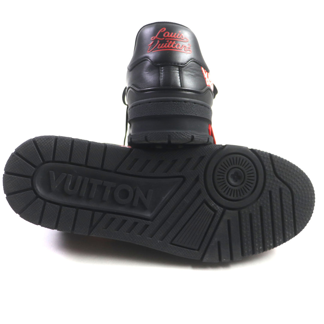 Great LOUIS VUITTON×NIGO sneakers Comes with a rubber charm Black red leather mens 6