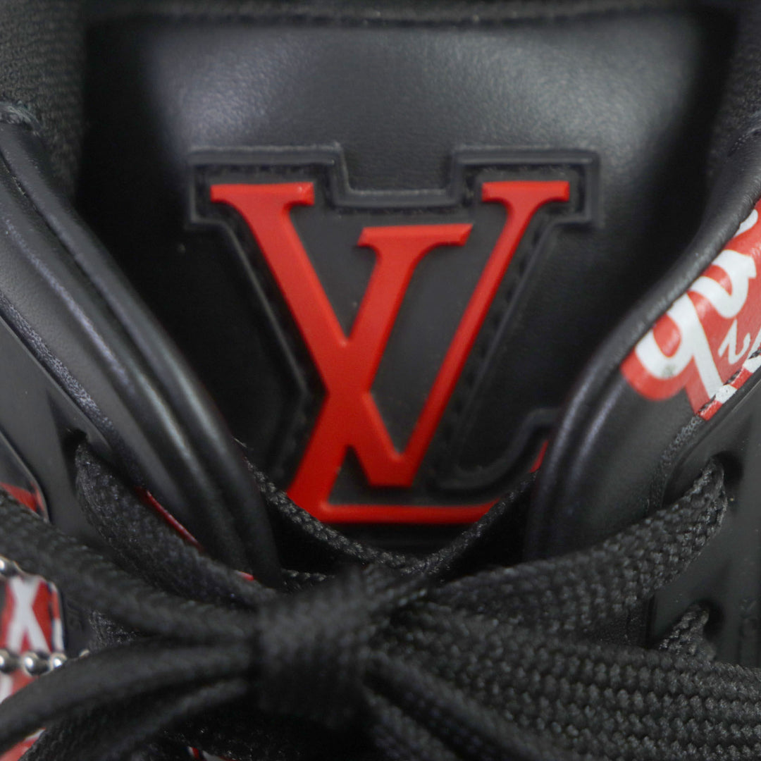 Great LOUIS VUITTON×NIGO sneakers Comes with a rubber charm Black red leather mens 6