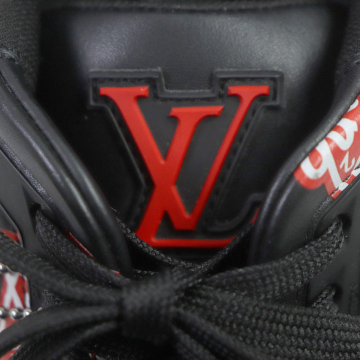 Great LOUIS VUITTON×NIGO sneakers Comes with a rubber charm Black red leather mens 6