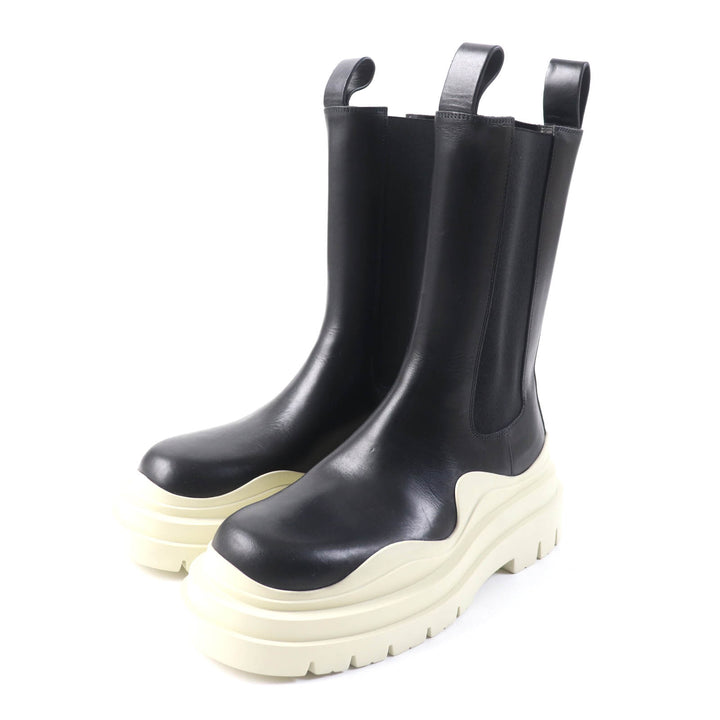 Excellent BOTTEGAVENETA short boots Tire Chelsea Boots Black White leather Women 38