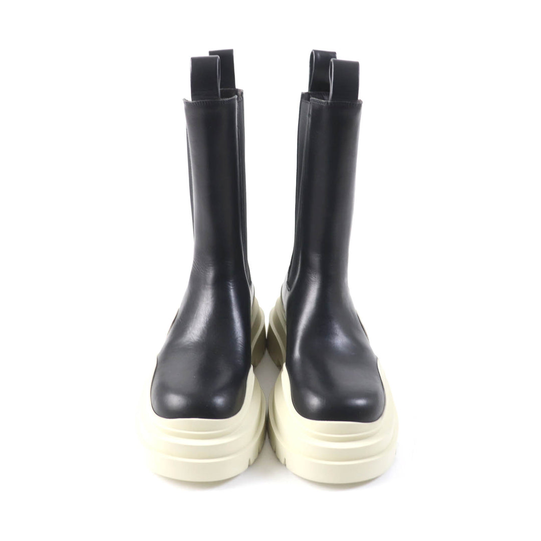 Excellent BOTTEGAVENETA short boots Tire Chelsea Boots Black White leather Women 38