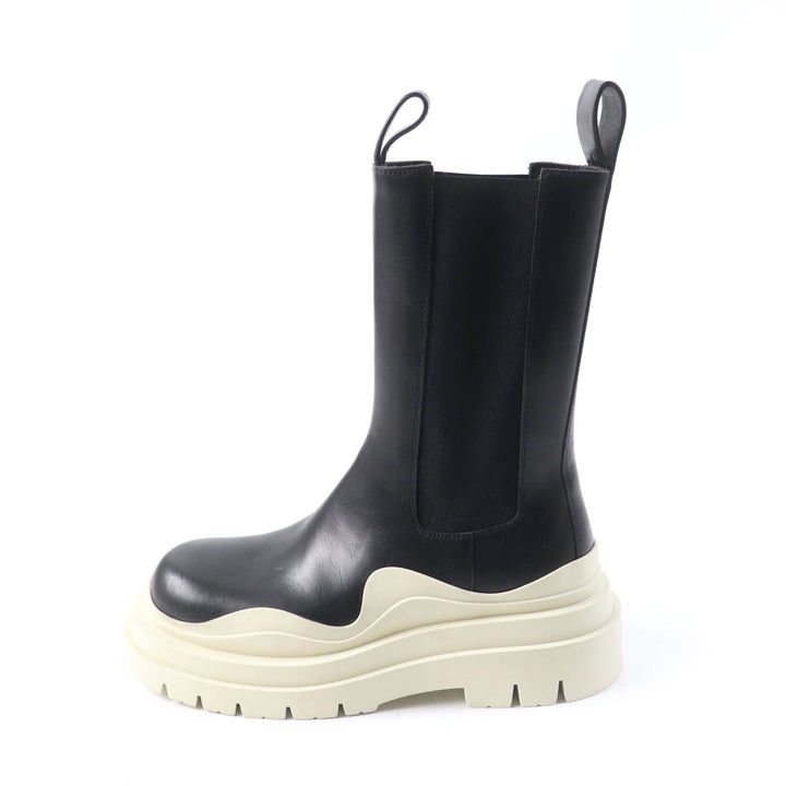 Excellent BOTTEGAVENETA short boots Tire Chelsea Boots Black White leather Women 38