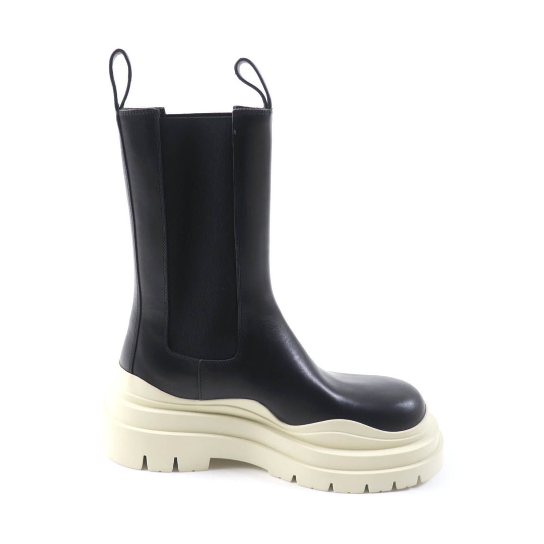 Excellent BOTTEGAVENETA short boots Tire Chelsea Boots Black White leather Women 38