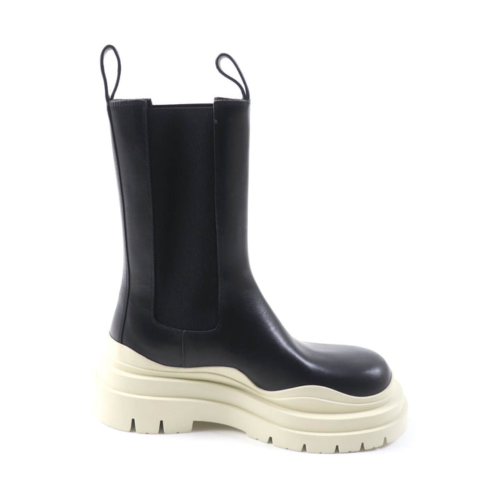 Excellent BOTTEGAVENETA short boots Tire Chelsea Boots Black White leather Women 38