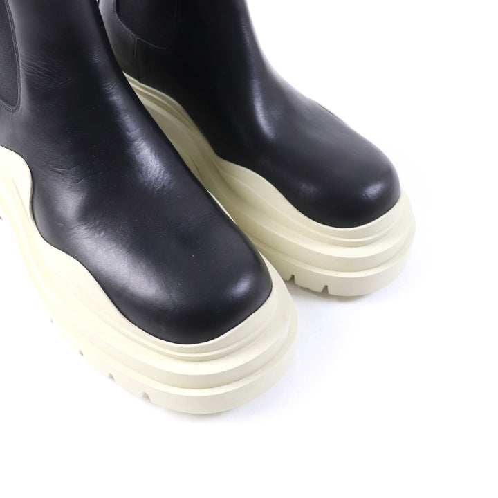 Excellent BOTTEGAVENETA short boots Tire Chelsea Boots Black White leather Women 38