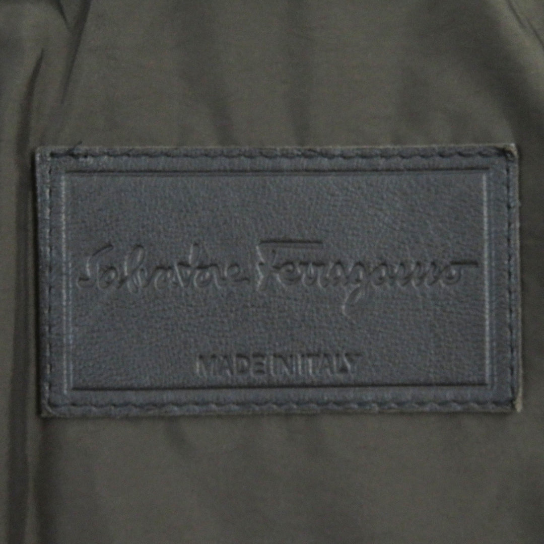 Great Salvatore Ferragamo coat Check trim logo button hooded Dark brown mens 48