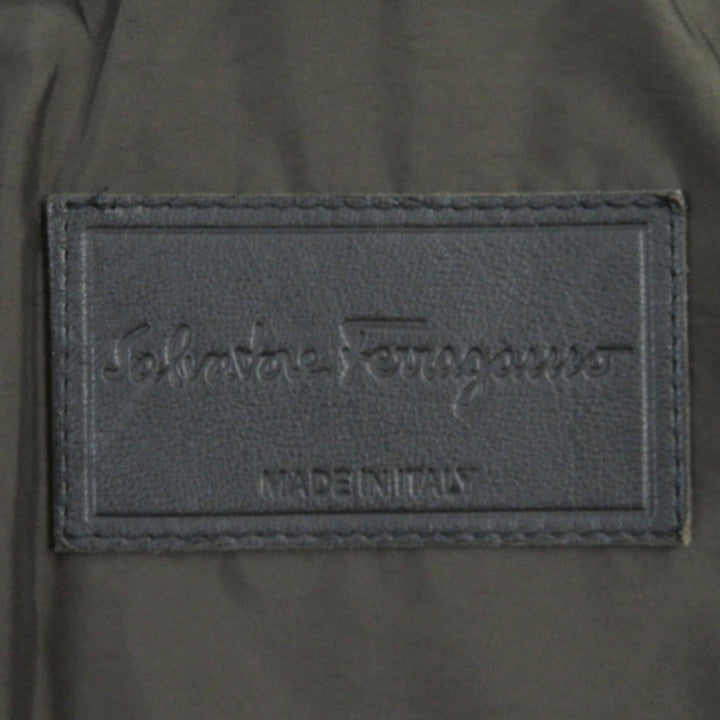 Great Salvatore Ferragamo coat Check trim logo button hooded Dark brown mens 48
