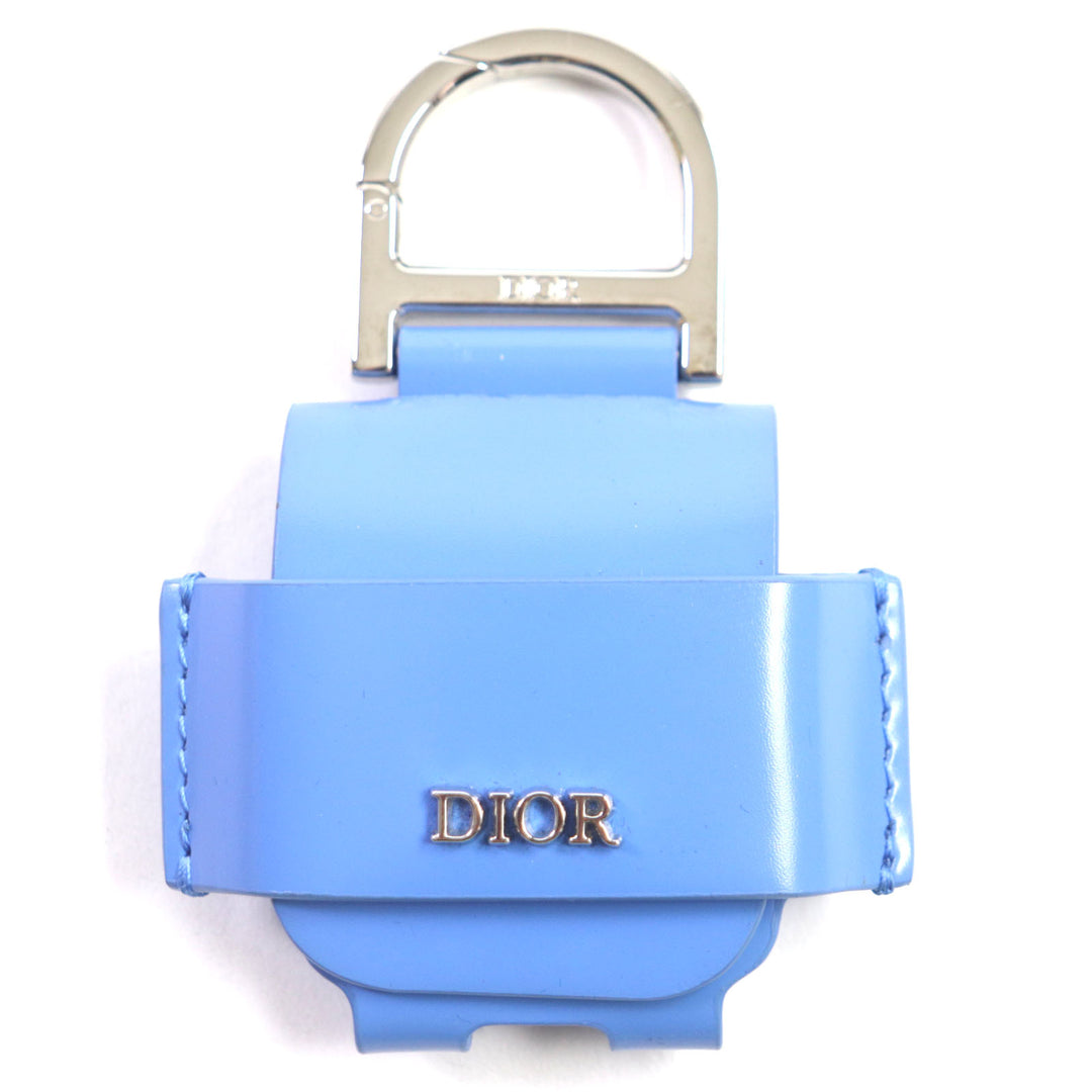 Great DIOR key ring Metal logo earphone case for AirPods Silver leather mens