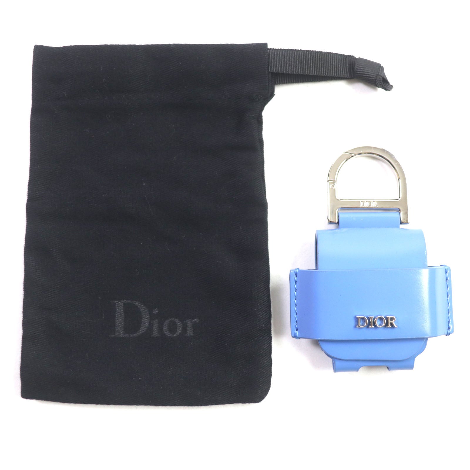Great DIOR key ring Metal logo earphone case for AirPods Silver