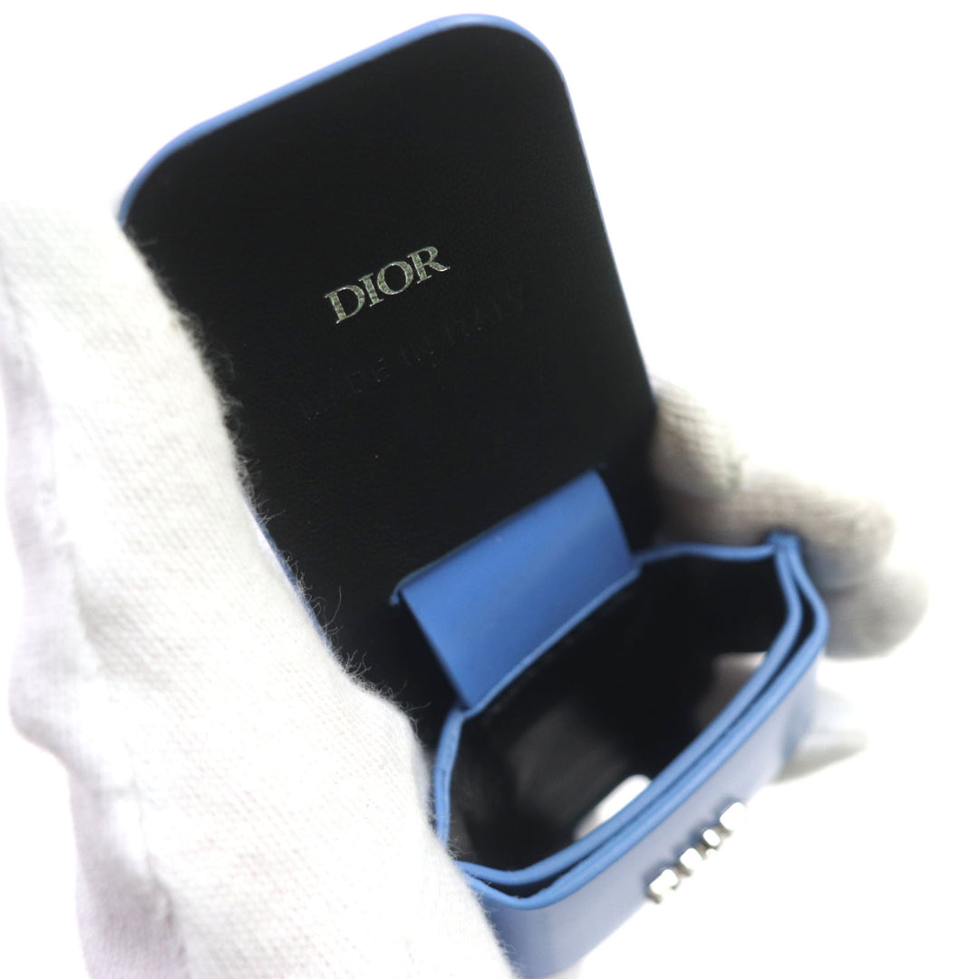 Great DIOR key ring Metal logo earphone case for AirPods Silver leather mens