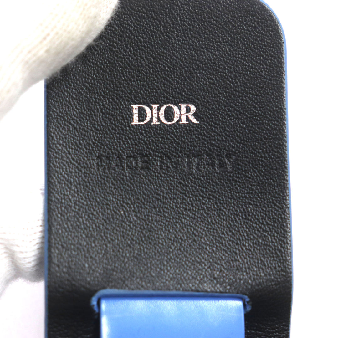 Great DIOR key ring Metal logo earphone case for AirPods Silver leather mens