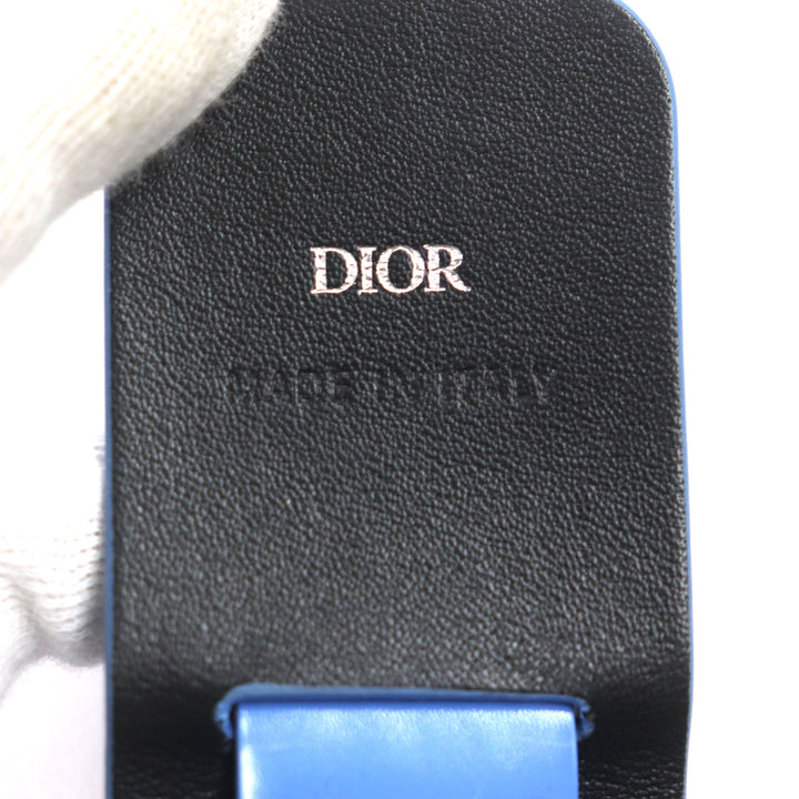 Great DIOR key ring Metal logo earphone case for AirPods Silver leather mens