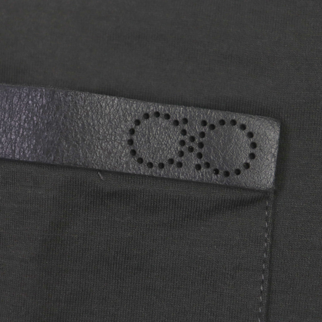 Great Salvatore Ferragamo T-shirt Perforated Gancini Leather trim Dark gray mens