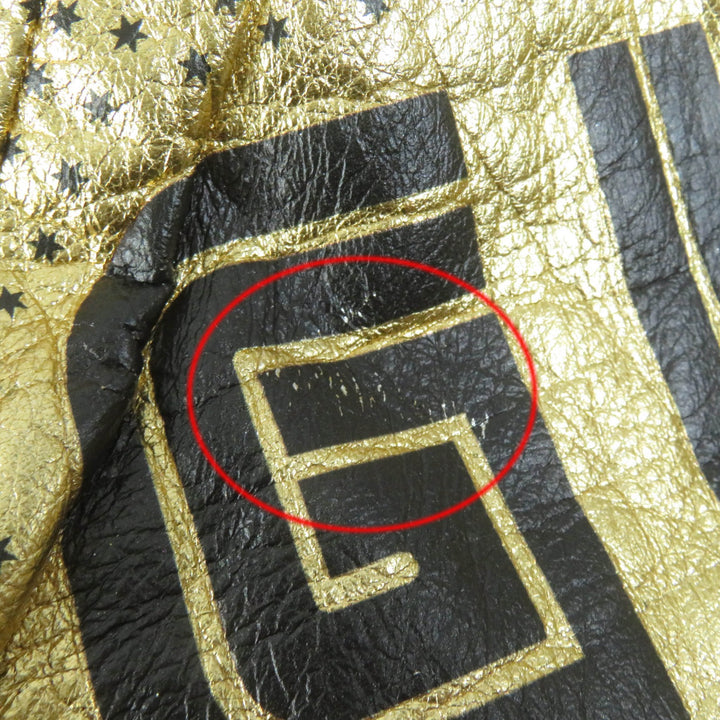 Great GUCCI Bomber jacket Lambskin GUCCY back logo gold Sheep leather Women 38 519455