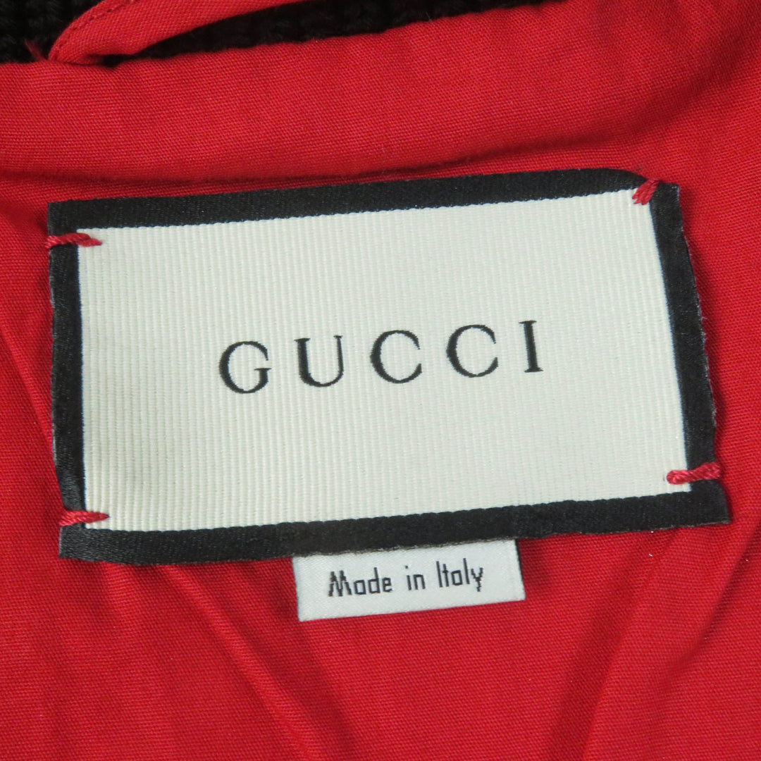 Great GUCCI Bomber jacket Lambskin GUCCY back logo gold Sheep leather Women 38 519455