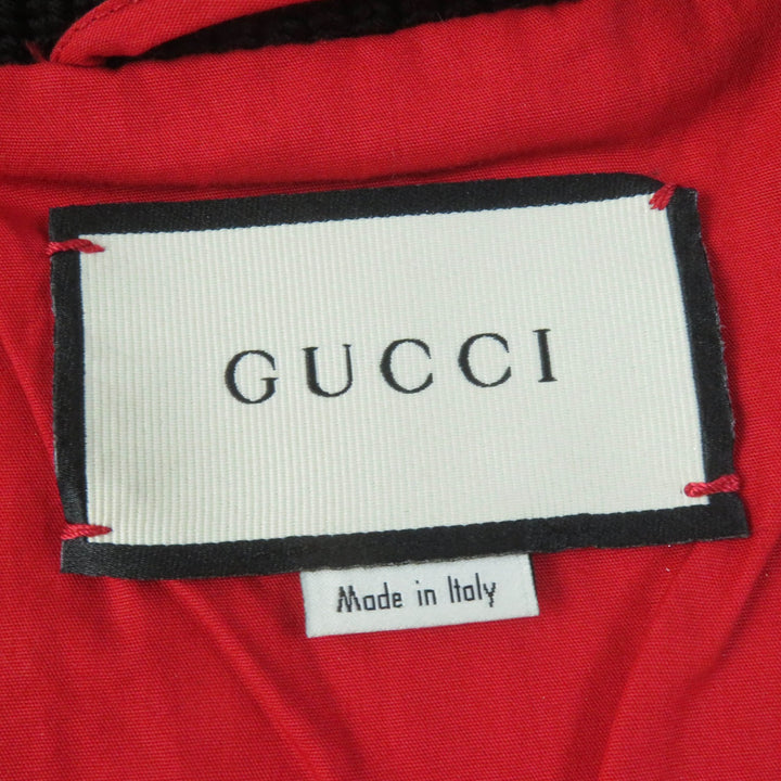 Great GUCCI Bomber jacket Lambskin GUCCY back logo gold Sheep leather Women 38 519455