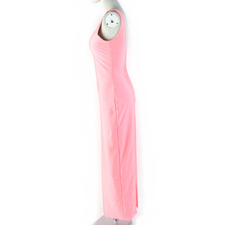 Great Alexander Wang dress Crystal logo stretch satin jersey maxi Coral pink Nylon Women S