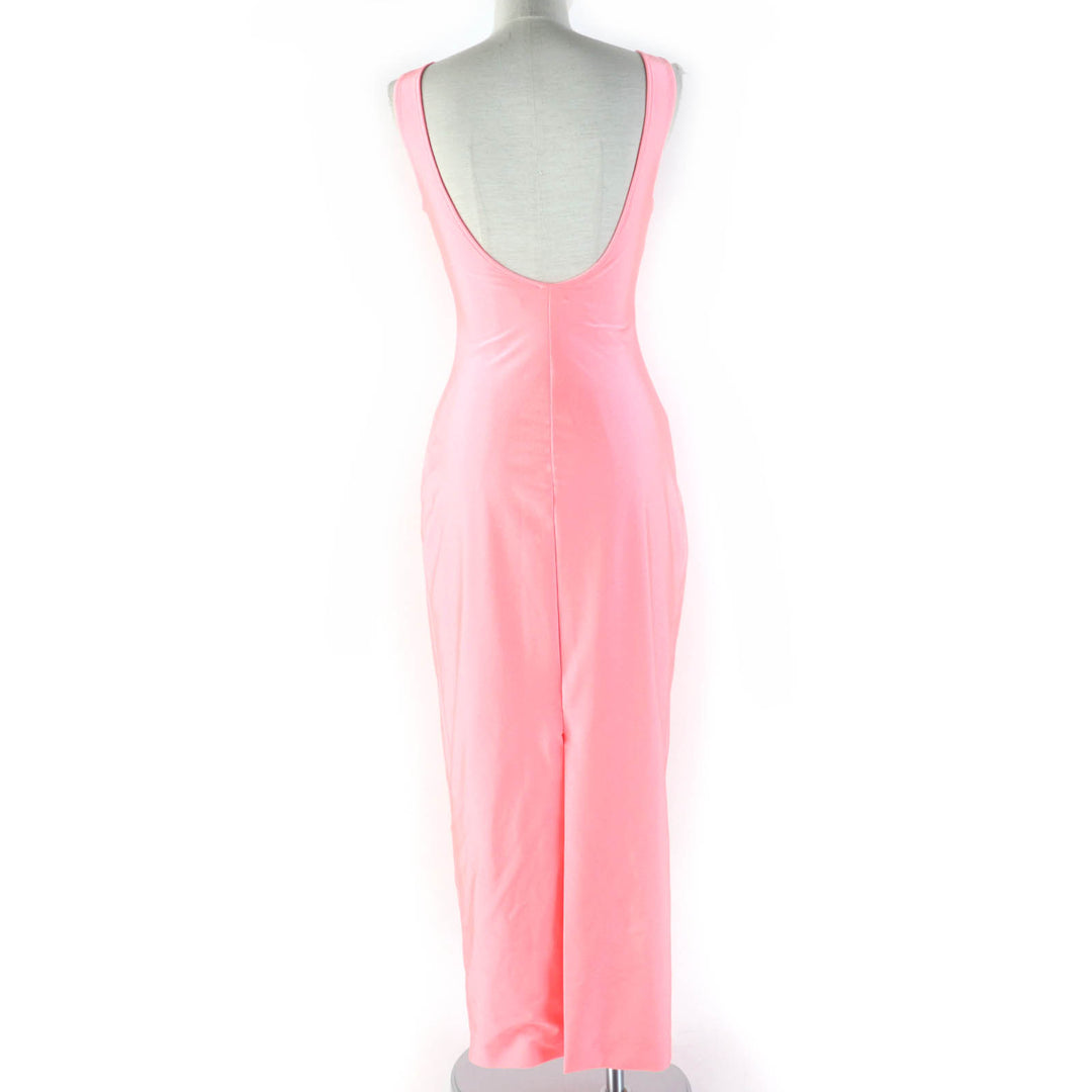 Great Alexander Wang dress Crystal logo stretch satin jersey maxi Coral pink Nylon Women S