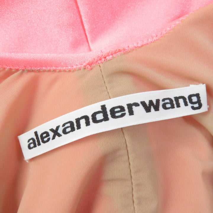 Great Alexander Wang dress Crystal logo stretch satin jersey maxi Coral pink Nylon Women S