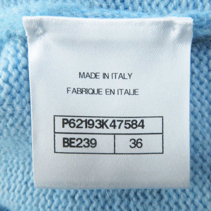 Excellent CHANEL cardigan Rhinestone COCO Button Light blue cashmere Women 36 P62193 19B