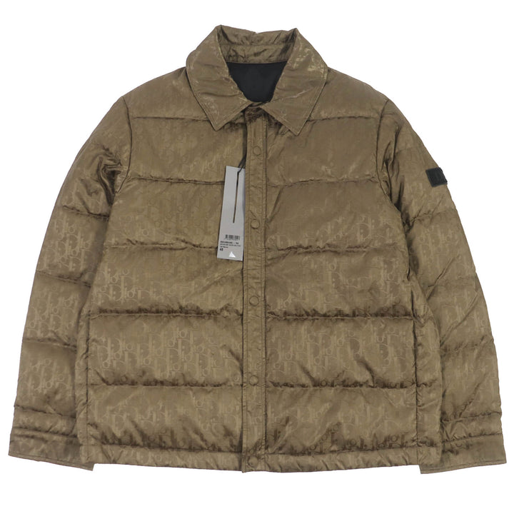 Pristine DIOR Down jacket Oblique logo patch WZIP Marron Nylon mens 48 293C436A4462
