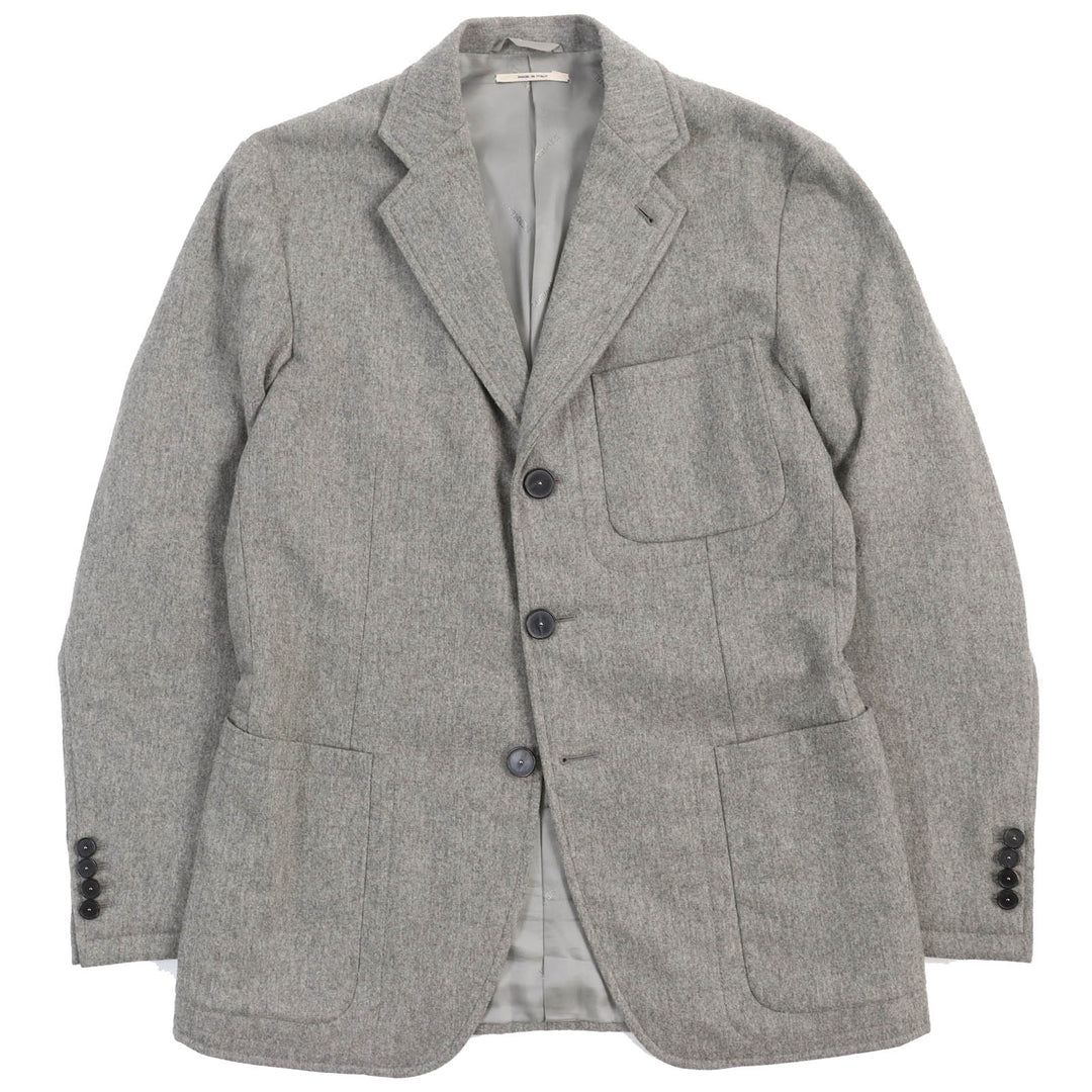 Great HERMES tailored jacket Logo-patterned lining, padded, single gray wool mens 46