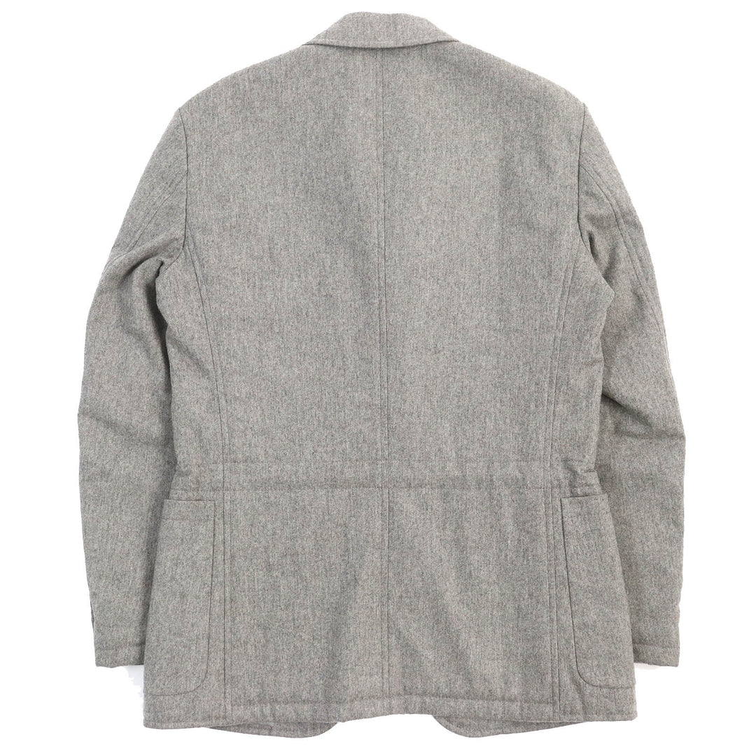 Great HERMES tailored jacket Logo-patterned lining, padded, single gray wool mens 46