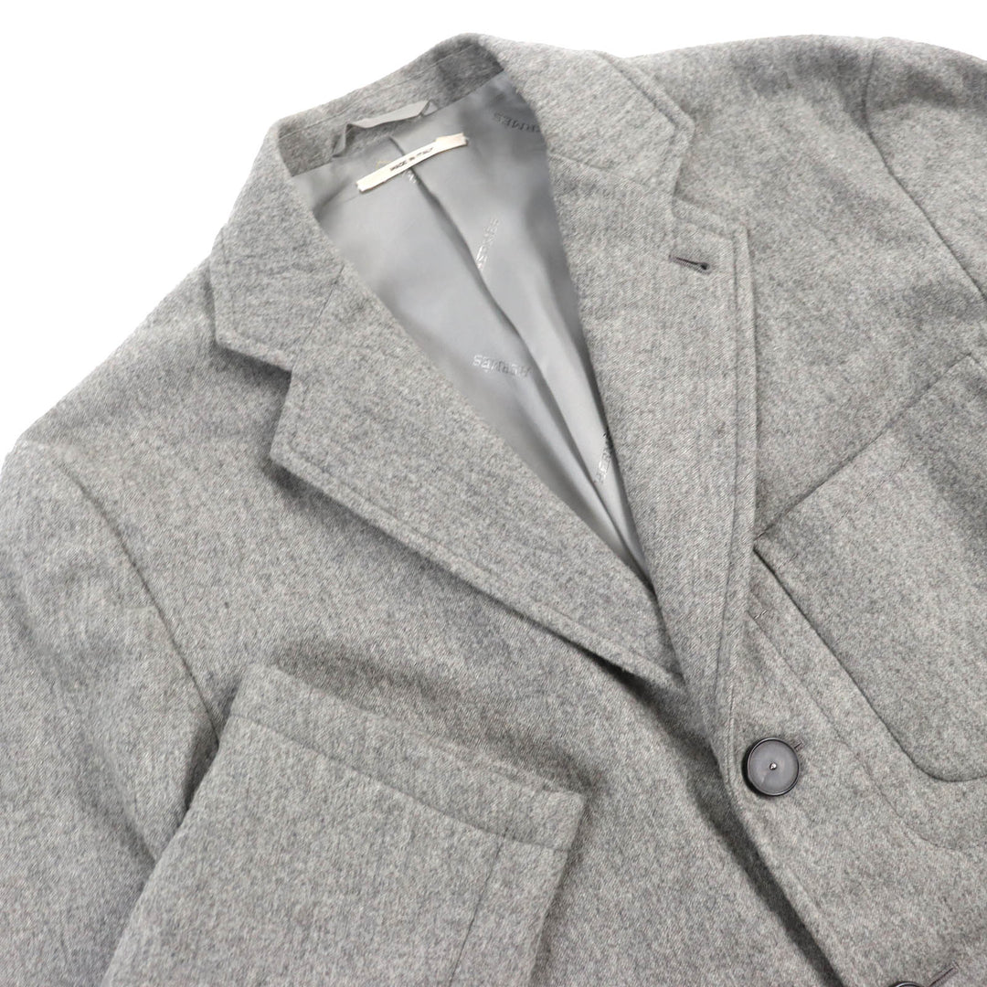 Great HERMES tailored jacket Logo-patterned lining, padded, single gray wool mens 46