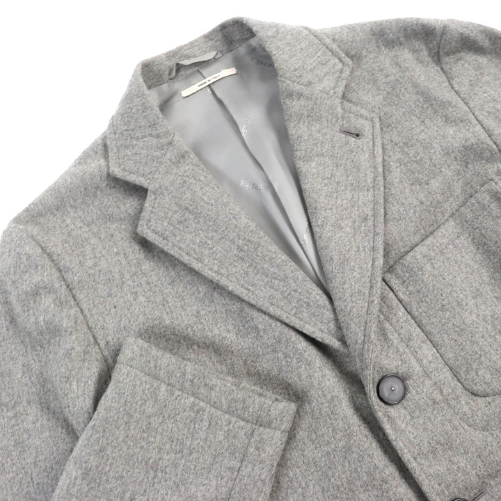 Great HERMES tailored jacket Logo-patterned lining, padded, single gray wool mens 46