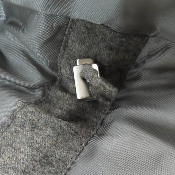 Great HERMES tailored jacket Logo-patterned lining, padded, single gray wool mens 46