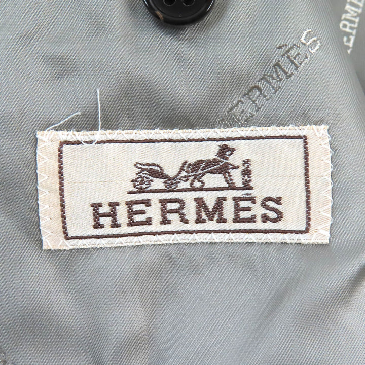 Great HERMES tailored jacket Logo-patterned lining, padded, single gray wool mens 46
