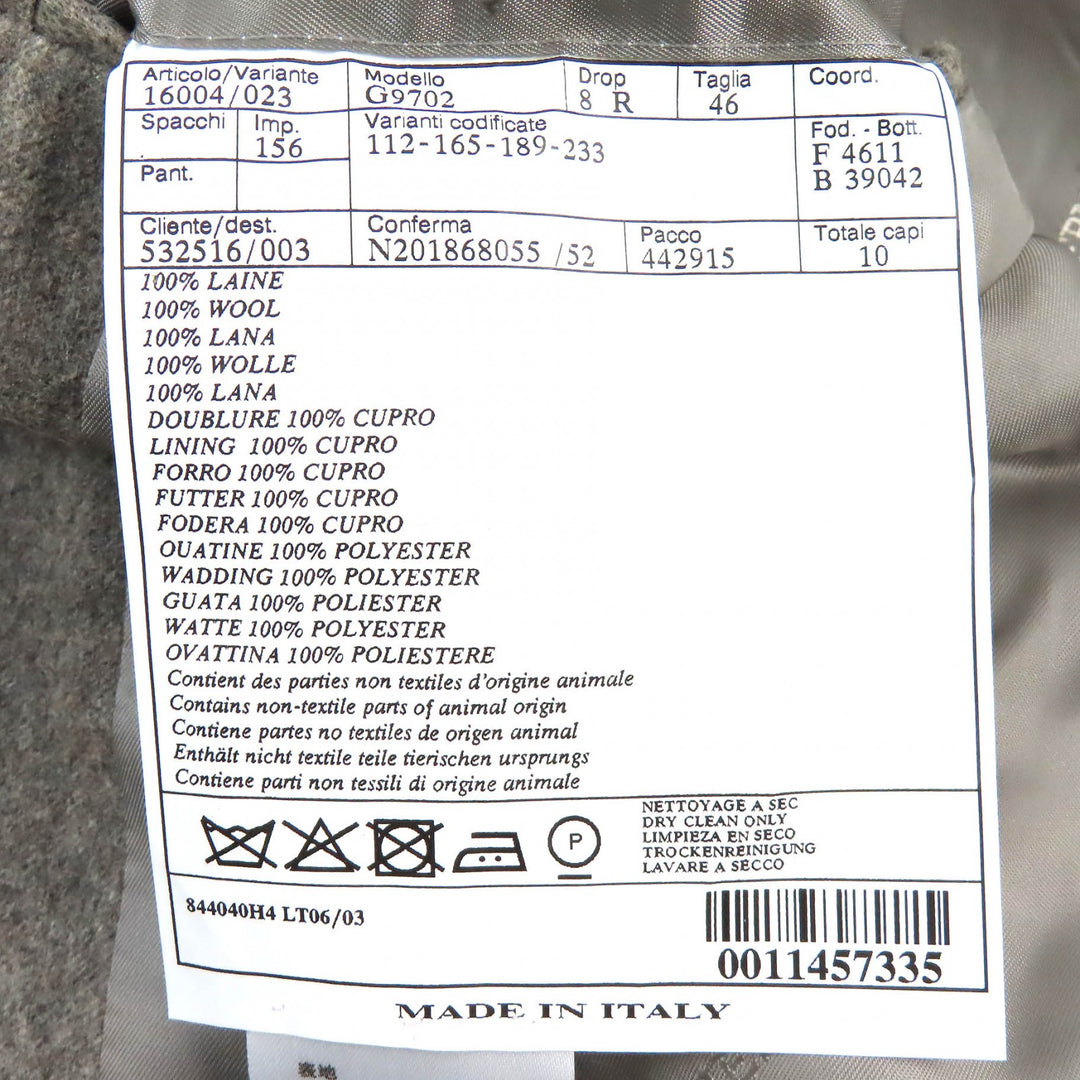 Great HERMES tailored jacket Logo-patterned lining, padded, single gray wool mens 46