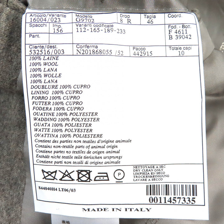Great HERMES tailored jacket Logo-patterned lining, padded, single gray wool mens 46