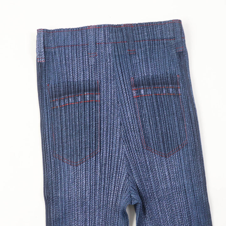 Excellent PLEATS PLEASE Pants Star Print Flare blue polyester Women 2 PP22-JF811